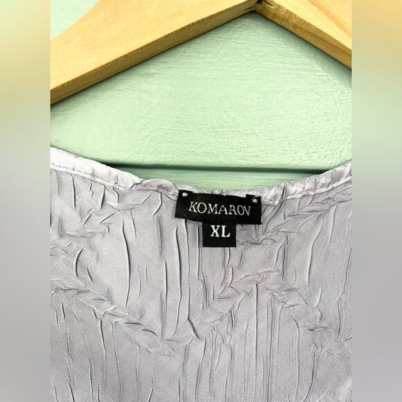 Komarov NWT XL purple chiffon midi dress black ombre 3/4 sleeve pleated MOB fall - Picture 3 of 11